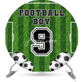 Aperturee - Football Boy Field Round 9th Birthday Party Backdrop